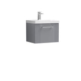 Modern Splash 500mm Satin Grey 1 Drawer Wall Hung Vanity Unit With Mid-Edge Basin
