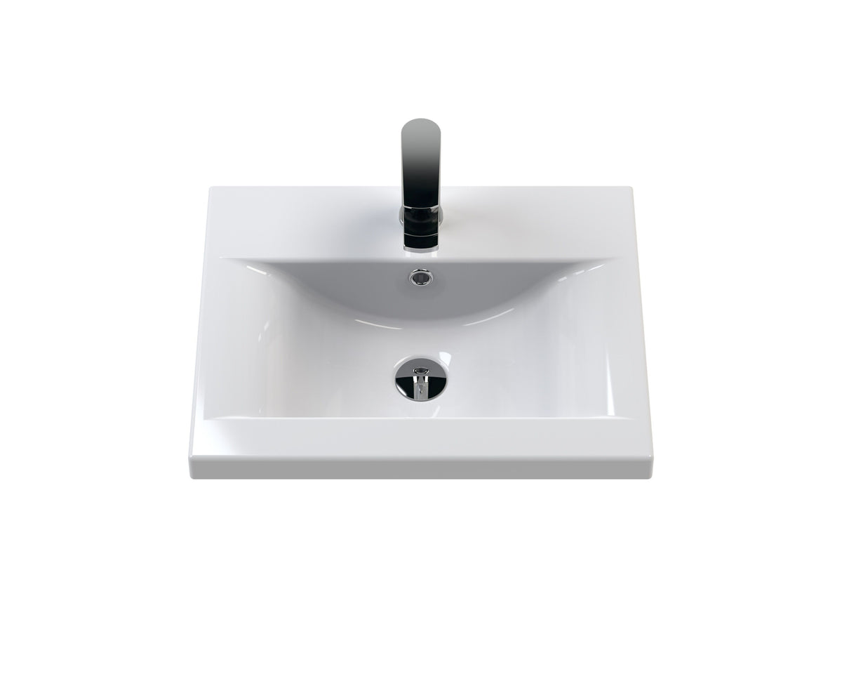 Modern Splash 500mm Satin Grey 1 Drawer Wall Hung Vanity Unit With Mid-Edge Basin
