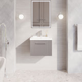 Modern Splash 500mm Satin Grey 1 Drawer Wall Hung Vanity Unit With Mid-Edge Basin