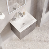 Modern Splash 500mm Satin Grey 1 Drawer Wall Hung Vanity Unit With Mid-Edge Basin