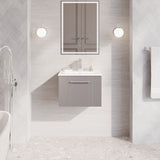 Modern Splash 500mm Satin Grey 1 Drawer Wall Hung Vanity Unit With Minimalist Basin