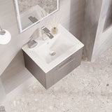 Modern Splash 500mm Satin Grey 1 Drawer Wall Hung Vanity Unit With Minimalist Basin