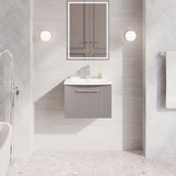 Modern Splash 500mm Satin Grey 1 Drawer Wall Hung Vanity Unit With Curved Basin