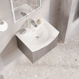 Modern Splash 500mm Satin Grey 1 Drawer Wall Hung Vanity Unit With Curved Basin