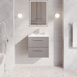 Modern Splash 500mm Satin Grey 2 Drawer Wall Hung Vanity Unit With Minimalist Basin