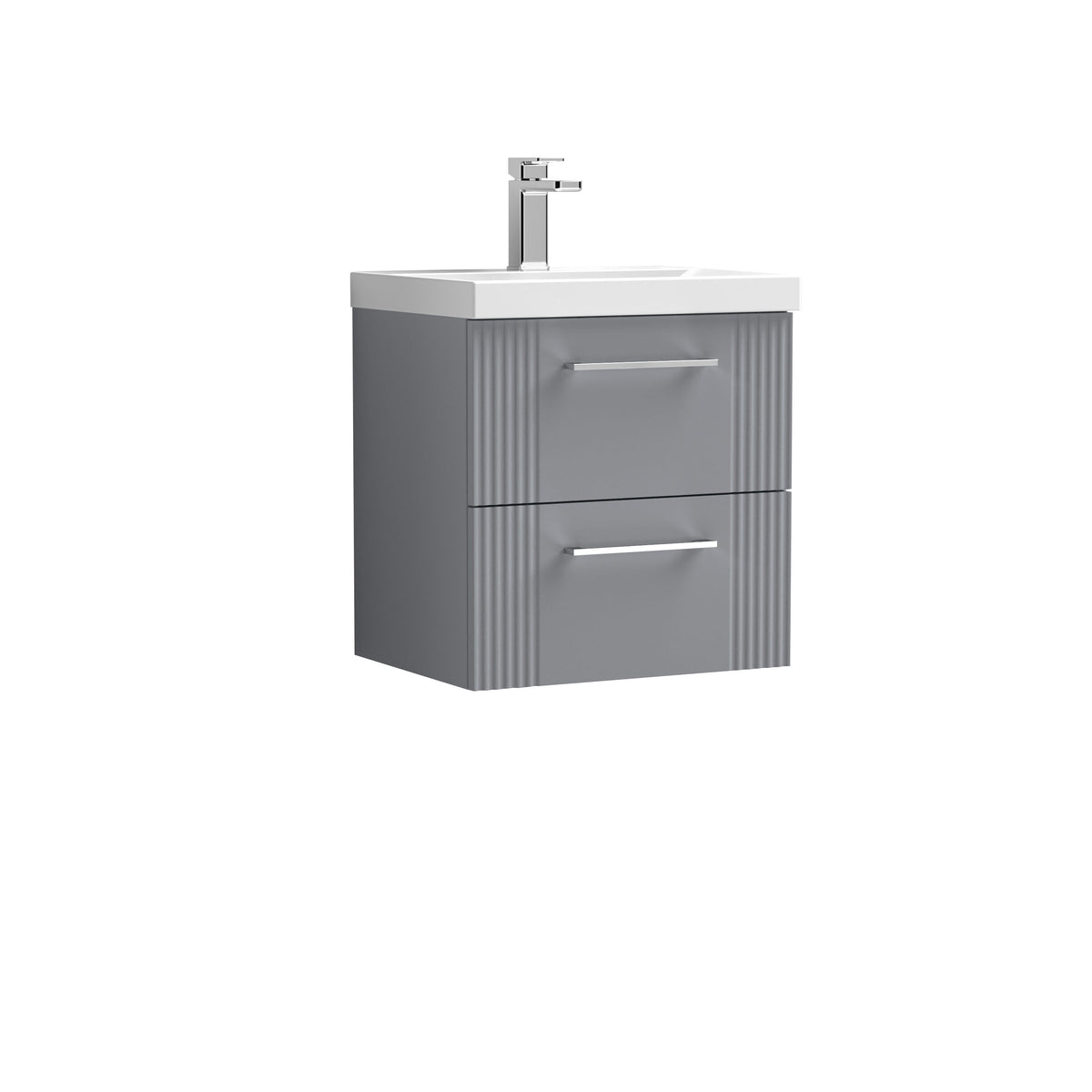 Modern Splash 500mm Satin Grey 2 Drawer Wall Hung Vanity Unit With Thin Edge Basin