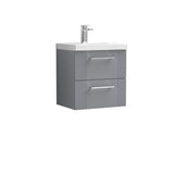Modern Splash 500mm Satin Grey 2 Drawer Wall Hung Vanity Unit With Thin Edge Basin