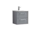 Modern Splash 500mm Satin Grey 2 Drawer Wall Hung Vanity Unit With Curved Basin