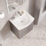 Modern Splash 500mm Satin Grey 2 Drawer Wall Hung Vanity Unit With Curved Basin
