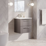 Modern Splash 500mm Satin Grey 2 Drawer Wall Hung Vanity Unit With Curved Basin