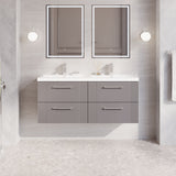 Modern Splash 1200mm Satin Grey 4 Drawer Wall Hung Vanity Unit With 2 Tap Hole Polymarble basin