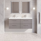 Modern Splash 1200mm Satin Grey 4 Drawer Wall Hung Vanity Unit With 2 Tap Hole Ceramic Basin