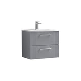Modern Splash 600mm Satin Grey 2 Drawer Wall Hung Vanity Unit With Curved Basin