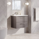 Modern Splash 600mm Satin Grey 2 Drawer Wall Hung Vanity Unit With Curved Basin