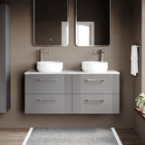 Modern Splash 1200mm Satin Grey 4 Drawer Wall Hung Vanity Unit With Bellato Grey Worktop