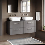 Modern Splash 1200mm Slate Grey 4 Drawer Wall Hung Vanity With Co-ordinating Worktop