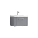 Modern Splash 600mm Satin Grey 1 Drawer Wall Hung Vanity Unit With Mid-Edge Basin
