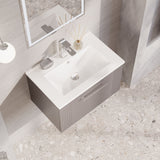 Modern Splash 600mm Satin Grey 1 Drawer Wall Hung Vanity Unit With Minimalist Basin