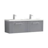 Modern Splash 1200mm Satin Grey 2 Drawer Wall Hung Vanity Unit With 2 Tap Hole Polymarble basin