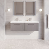 Modern Splash 1200mm Satin Grey 2 Drawer Wall Hung Vanity Unit With 2 Tap Hole Polymarble basin