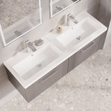 Modern Splash 1200mm Satin Grey 2 Drawer Wall Hung Vanity Unit With 2 Tap Hole Polymarble basin