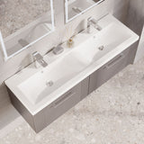 Modern Splash 1200mm Satin Grey 2 Drawer Wall Hung Vanity Unit With 2 Tap Hole Ceramic Basin
