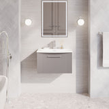 Modern Splash 600mm Satin Grey 1 Drawer Wall Hung Vanity Unit With Curved Basin
