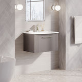 Modern Splash 600mm Satin Grey 1 Drawer Wall Hung Vanity Unit With Curved Basin