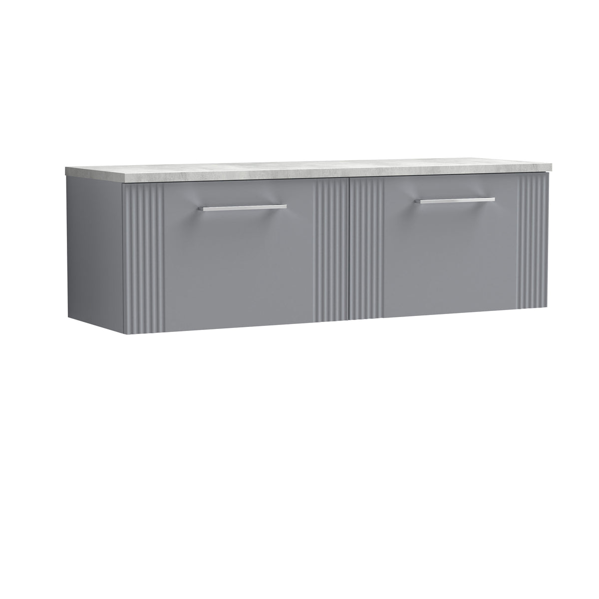 Modern Splash 1200mm Satin Grey 4 Door Wall Hung Vanity Unit With Bellato Grey Worktop