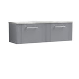Modern Splash 1200mm Satin Grey 4 Door Wall Hung Vanity Unit With Bellato Grey Worktop