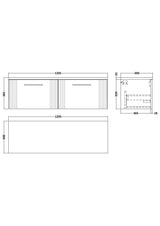 Modern Splash 1200mm Satin Grey 4 Door Wall Hung Vanity Unit With Bellato Grey Worktop
