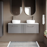 Modern Splash 1200mm Satin Grey 4 Door Wall Hung Vanity Unit With Bellato Grey Worktop