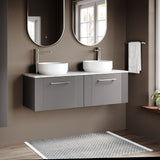 Modern Splash 1200mm Satin Grey 4 Door Wall Hung Vanity Unit With Bellato Grey Worktop