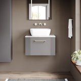 Modern Splash  600mm Satin Grey 1 Drawer Wall Hung Vanity With Bellato Grey Worktop