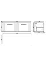 Modern Splash 1200mm Slate Grey 2 Drawer Wall Hung Vanity & Worktop