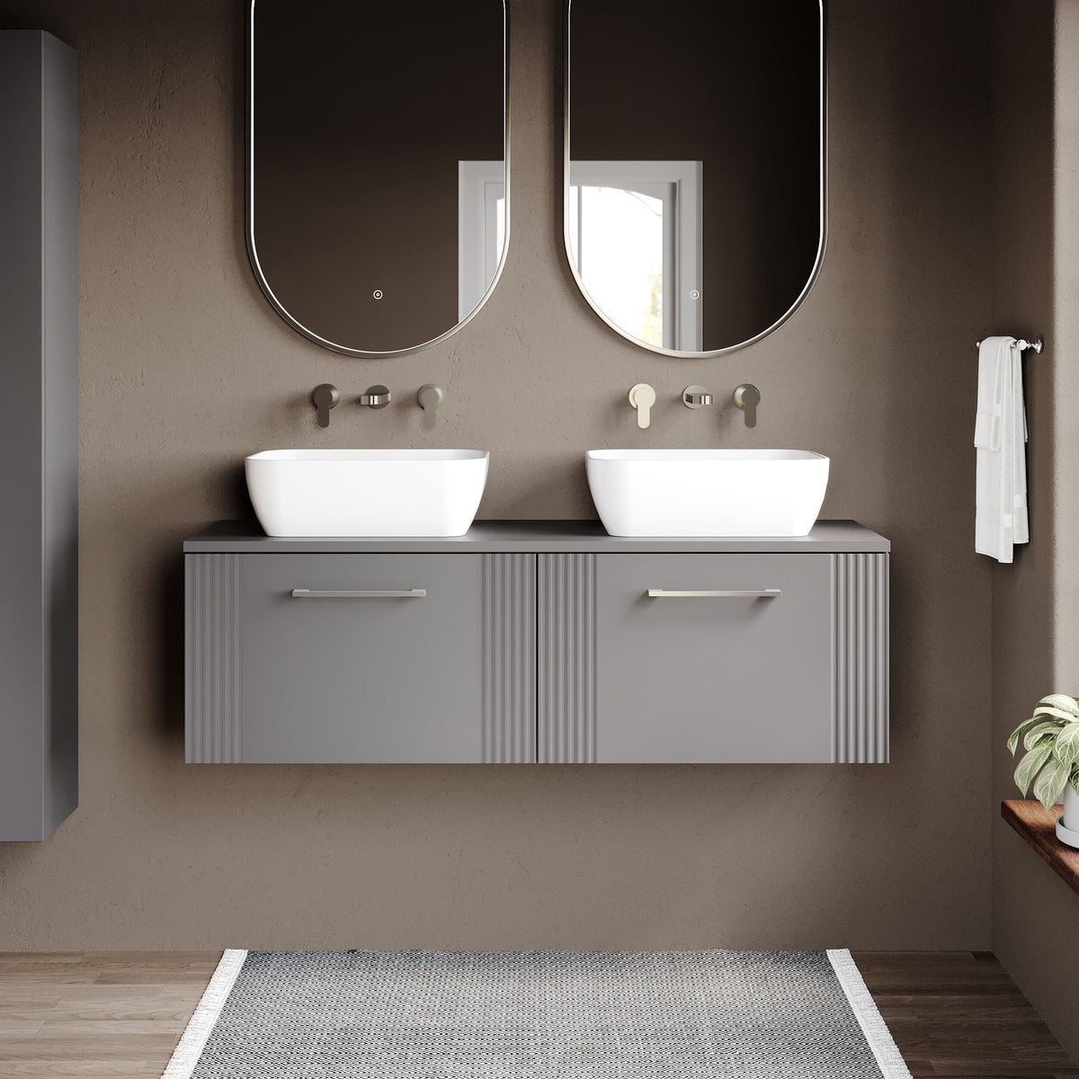 Modern Splash 1200mm Slate Grey 2 Drawer Wall Hung Vanity & Worktop