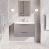 Modern Splash 800mm Satin Grey 2 Drawer Wall Hung Vanity Unit With Curved Basin