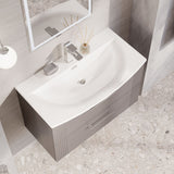 Modern Splash 800mm Satin Grey 2 Drawer Wall Hung Vanity Unit With Curved Basin