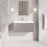 Modern Splash 800mm Satin Grey 1 Drawer Wall Hung Vanity Unit With Mid-Edge Basin