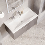Modern Splash 800mm Satin Grey 1 Drawer Wall Hung Vanity Unit With Mid-Edge Basin