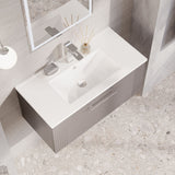 Modern Splash 800mm Satin Grey 1 Drawer Wall Hung Vanity Unit With Minimalist Basin