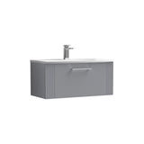 Modern Splash 800mm Satin Grey 1 Drawer Wall Hung Vanity Unit With Curved Basin