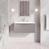 Modern Splash 800mm Satin Grey 1 Drawer Wall Hung Vanity Unit With Curved Basin