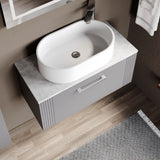 Modern Splash 800mm Satin Grey 1 Drawer Wall Hung Vanity With Bellato Grey Worktop