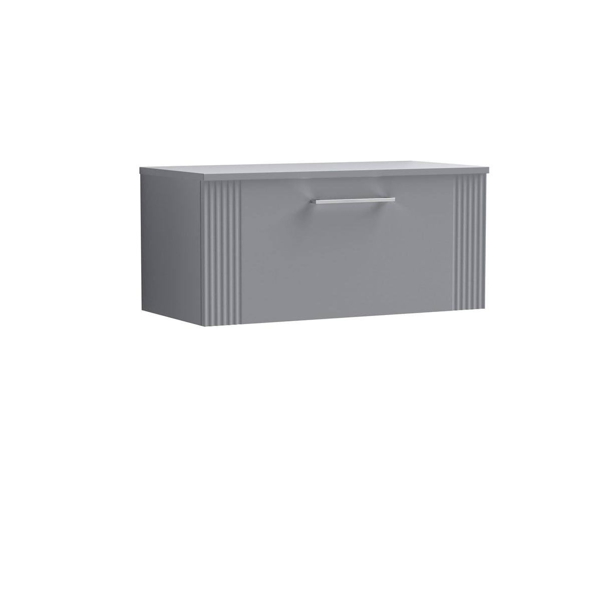 Modern Splash 800mm Satin Grey  1 Drawer Wall Hung Vanity With Co-ordinating Worktop