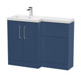 Modern Splash Satin Blue 1100mm x 390mm Left Hand Combination Unit With Polymarble Basin