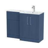 Modern Splash 1100mm Right-Hand 2 Door Satin Blue Floor Standing Combination Unit With Stone Basin