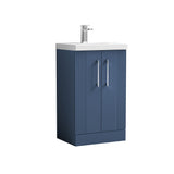 Modern Splash 500mm Satin Blue 2 Door Floor Standing Vanity Unit With Mid-Edge Basin