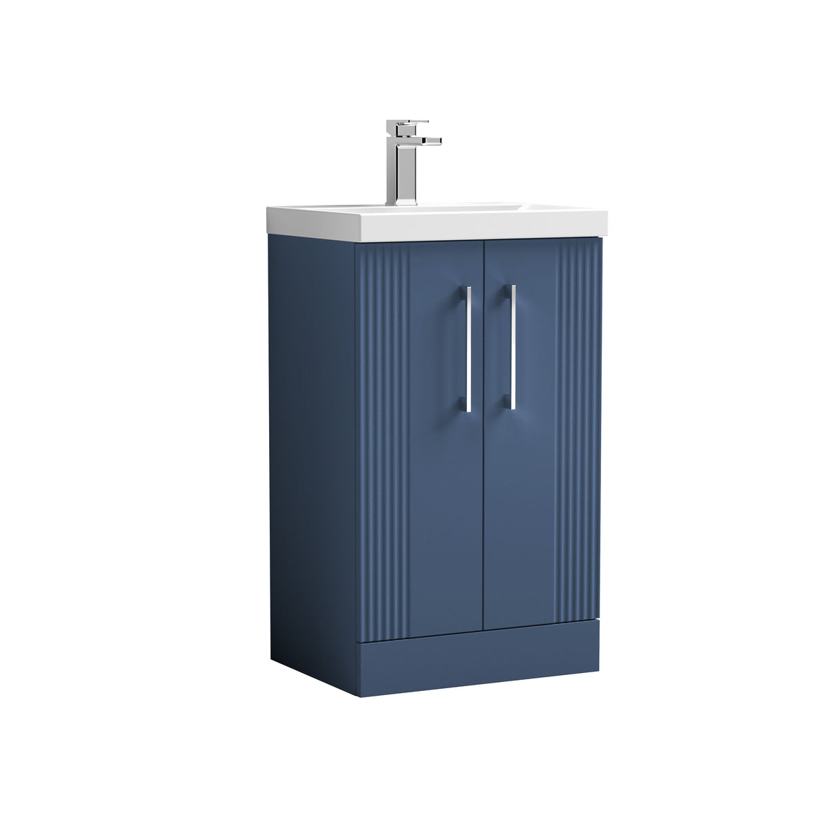 Modern Splash 500mm Satin Blue 2 Door Floor Standing Vanity Unit With Thin Edge Basin