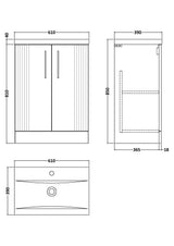 Modern Splash 600mm Satin Blue 2 Door Floor Standing Vanity Unit With Mid-Edge Basin